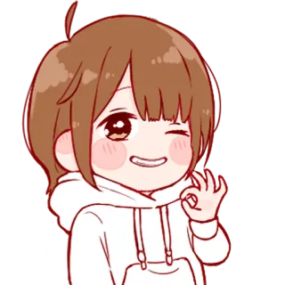 💞 アニメ, 可愛い, ウインク, OK, 女の子 whatsapp sticker