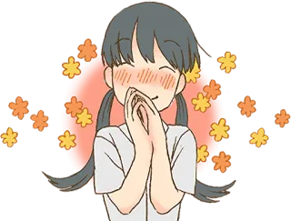☺️ fille anime, rougissant, excité(e), kawaii, fleurs, joyeux/heureux whatsapp sticker