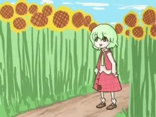 π» sunflowers, cartoon, girl, field, anime, scenery telegram sticker