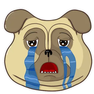 😭 anjing, pug, sedih, menangis, air mata, anak anjing telegram sticker