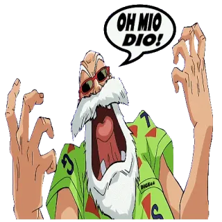 ✝️ Master Roshi Dragon Ball OH MIO DIO! anime, shocked, reaction, italian, master roshi telegram sticker
