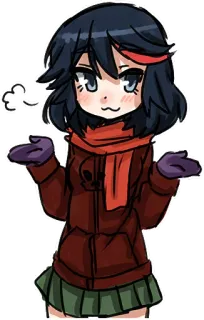 🤗 Ryuko Matoi Kill la Kill Anime, Postać, Ryuko Matoi, Kill la Kill, Naklejka, Zima, Szalik telegram sticker