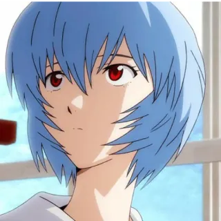 📓 Rei Ayanami Neon Genesis Evangelion Anime, Rei Ayanami, blaue Haare, rote Augen, Evangelion whatsapp sticker