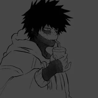 ▪️ Dabi My Hero Academia anime, dabi, my hero academia, mha, character, drinking, hoodie telegram sticker
