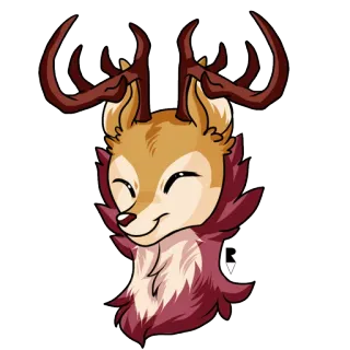 😊 deer, animal, cartoon, antlers, illustration, cute telegram sticker