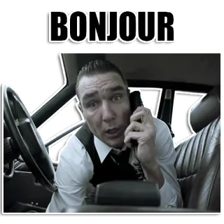 👋 BONJOUR ciao, uomo, saluto, telefonata, francese whatsapp sticker