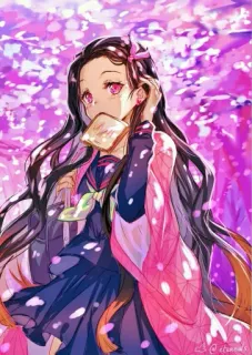 🥰 Nezuko Kamado Demon Slayer Anime, Mangá, Nezuko, Demon Slayer, Fofo, Kawaii, Garota, Comendo whatsapp sticker