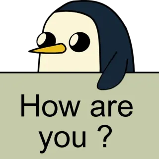 🐧 How are you ? Pinguin, Gruß, Wie geht's?, Cartoon, Frage telegram sticker