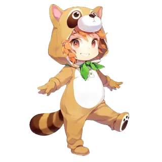 😊 Waschbär, Tier, niedlich, Cartoon, Kind, Kigurumi, Fellwesen whatsapp sticker