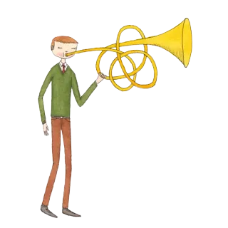 🎺 homme, trompette, instrument, musique, dessin animé, dessin, personne whatsapp sticker