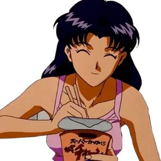 🔷 Misato Katsuragi Neon Genesis Evangelion Anime, Ramen, Mangiare, Misato, Evangelion telegram sticker