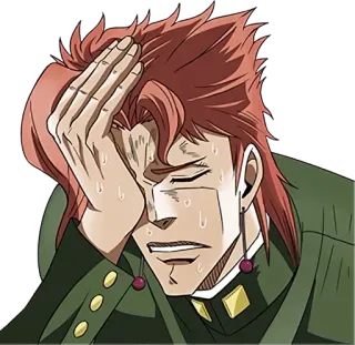 🤦‍♂️ Kakyoin Noriaki JoJo's Bizarre Adventure animé, manga, jojo, kakyoin, inquiet, transpiration telegram sticker