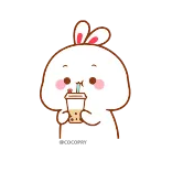 😋 bunny, rabbit, cute, drink, boba, pearl milk tea telegram sticker