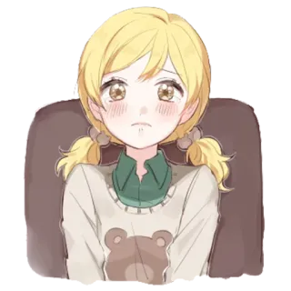 😢 anime girl, cute, blonde, cartoon, portrait telegram sticker