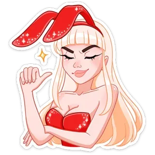 😏 mulher, coelho, menina, fofa, loira, brilho whatsapp sticker