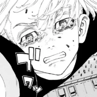 😁 anime, sad, crying, emotional, manga, black and white telegram sticker