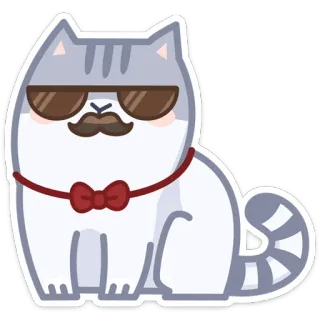 😎 gato, legal, bigode, óculos de sol, gravata borboleta, animal de estimação whatsapp sticker