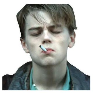 😊 fumar, cigarrillo, leonardo dicaprio, joven, actor whatsapp sticker