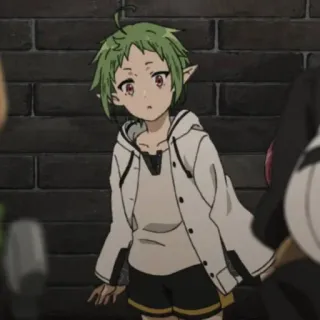 😯 Anime, Kind, Elf, Groen haar, Jeugd telegram sticker
