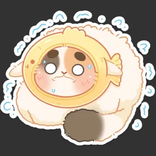 😳 gato, pez, animal, lindo, pegatina, dibujo animado whatsapp sticker