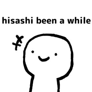 👍 hisashi been a while salutation, dessin animé, croquis, gribouillage whatsapp sticker