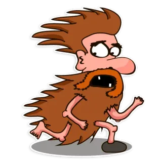 😱 Höhlenmensch, Cartoon, Laufen, prähistorisch, lustig, wilder Mann telegram sticker