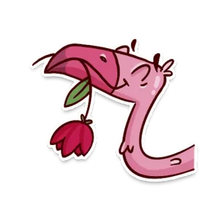 🦩 flamingo, flor, pássaro, animal, fofo, desenho animado, adesivo telegram sticker