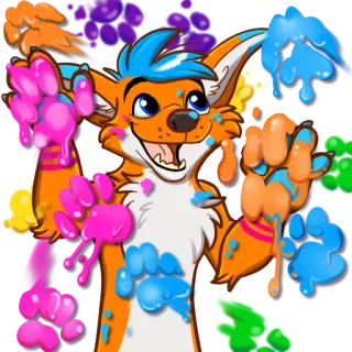 🎨 renard, peinture, coloré, dessin animé, art, animal whatsapp sticker