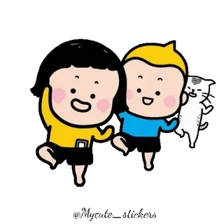 👧 Dessin animé, Amitié, Mignon, Chat, Danse telegram sticker