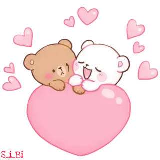 👨‍❤️‍💋‍👨 orso, cuore, amore, carino, kawaii, cartone animato telegram sticker