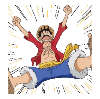🎉 Monkey D. Luffy One Piece 애니메이션, 해적, 밀짚모자, 축하, 만화 telegram sticker