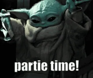 🥂 Yoda Star Wars partie time! йода, звездные войны, вечеринка, малыш йода, грогу, праздник telegram sticker