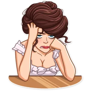 😩 wanita, kesal, sedih, frustrasi, berambut cokelat, emoji, stiker telegram sticker
