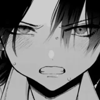 🗝 Anime, Manga, Kesal, Khawatir, Ekspresi, Potret telegram sticker