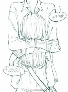 ❤ 小只	💕 스케치, 애니메이션, 만화, 커플, 사랑, 포옹 telegram sticker