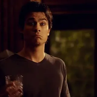 🍷 Damon Salvatore The Vampire Diaries Damon Salvatore, The Vampire Diaries, vampiro, Ian Somerhalder telegram sticker