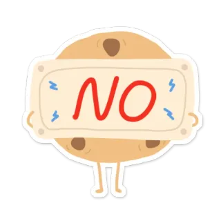 👎 NO cookie, panneau, non, rejet, nourriture, dessin animé telegram sticker