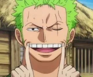 💚 Zoro One Piece Zoro, One Piece, Anime, Manga, Lustig, Gesicht telegram sticker