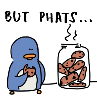 🍪 pingouin, cookie, dessin animé, nourriture, mignon, animal telegram sticker