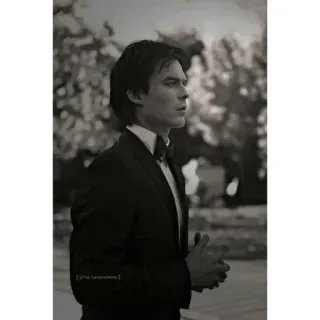 🎭 The Vampire Diaries @the.vampirediaries black and white, man, suit, actor, vampire diaries telegram sticker