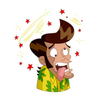 😵 Dibujo animado, Mareado, Estrellas, Lengua, Expresión, Impactado telegram sticker