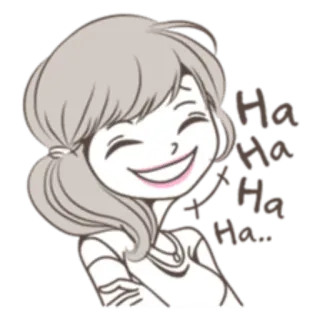😁 Ha ha ha ha... Kartun, Senang, Tertawa, Wanita, Gadis, Tersenyum, Lucu telegram sticker