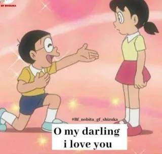 💖 Nobita Doraemon O my darling I love you Liebe, Anime, Cartoon, Romantik, Freundschaft whatsapp sticker