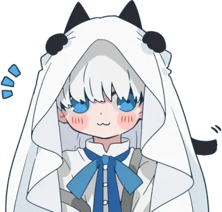 😗 Anime, Lindo, Kawaii, Personaje, Pelo Blanco, Sudadera con capucha, Ojos Azules whatsapp sticker