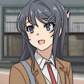 🐰 Mai Sakurajima Rascal Does Not Dream of Bunny Girl Senpai 애니메이션, 여고생, 갈색 머리, 귀여운, 애니메이션 여자 whatsapp sticker