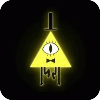 👁 Bill Cipher Gravity Falls บิล ไซเฟอร์, Gravity Falls, สามเหลี่ยม, การ์ตูน, สีเหลือง, เวทมนตร์, อนิเมชั่น telegram sticker