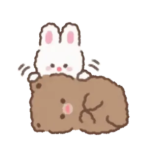 💕 lapin, ours, mignon, animal, autocollant, dessin animé telegram sticker