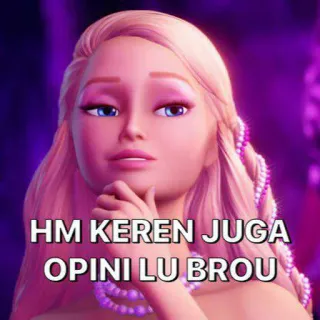 🤮 HM KEREN JUGA
OPINI LU BROU Barbie, Meme, Opinia, Śmieszne, Tekst, Indonezyjski telegram sticker