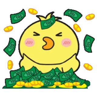 😎 money, cartoon, coins, banknotes, wealth, yellow, cute telegram sticker