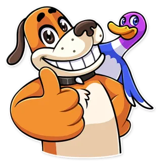 👍 犬, アヒル, 漫画, 動物, いいね, 幸せ, ステッカー telegram sticker